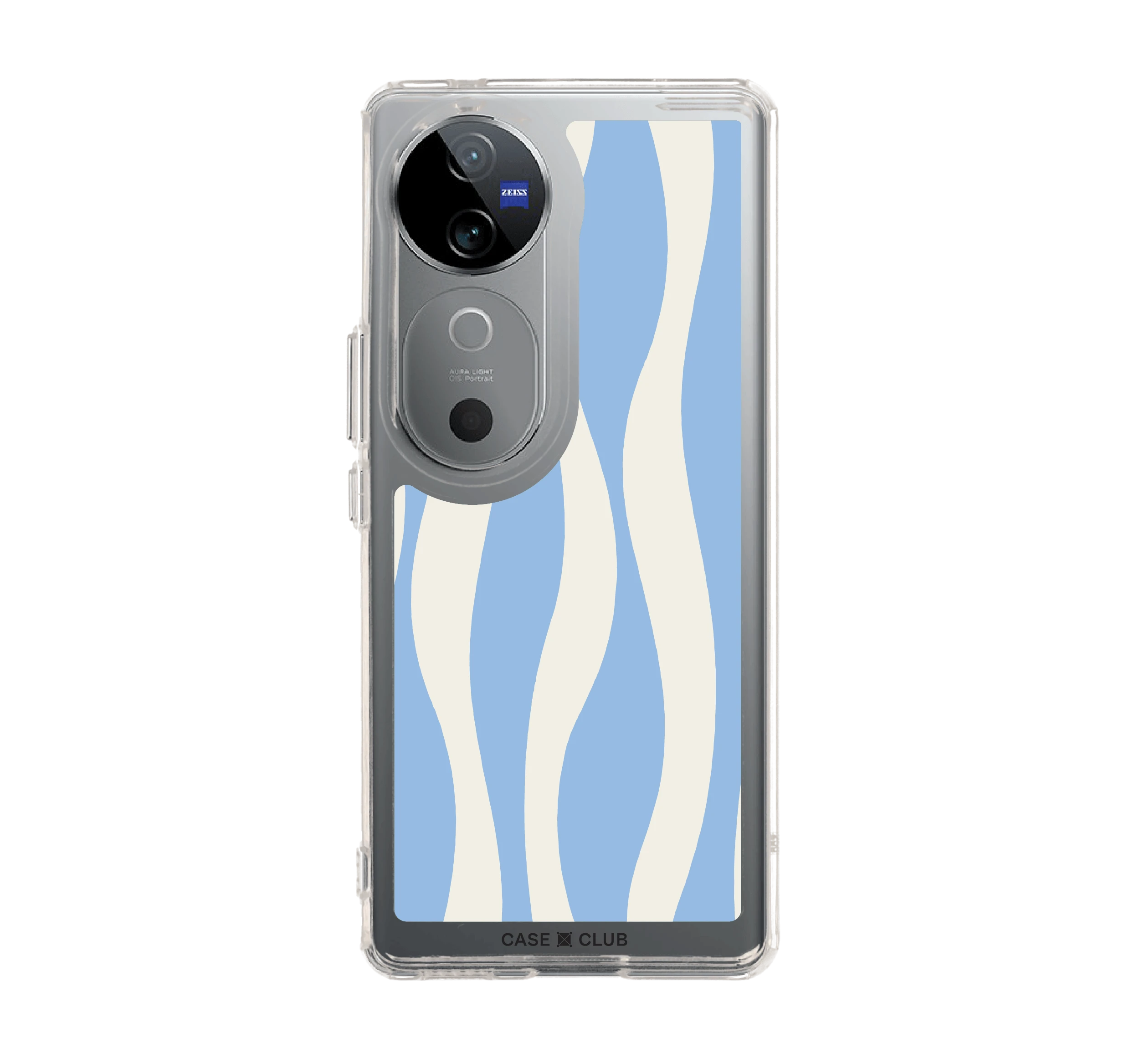 vivo v40 5g clear case white & blue wavy pattern